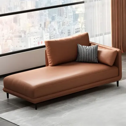 Stylish Faux Leather Chaise Lounge with Removable Cushions Image - 8