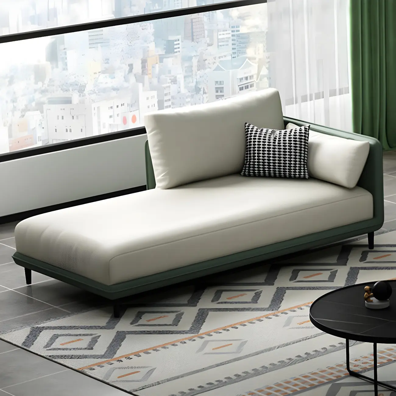 Stylish Faux Leather Chaise Lounge with Removable Cushions Image - 9 | homeyfad