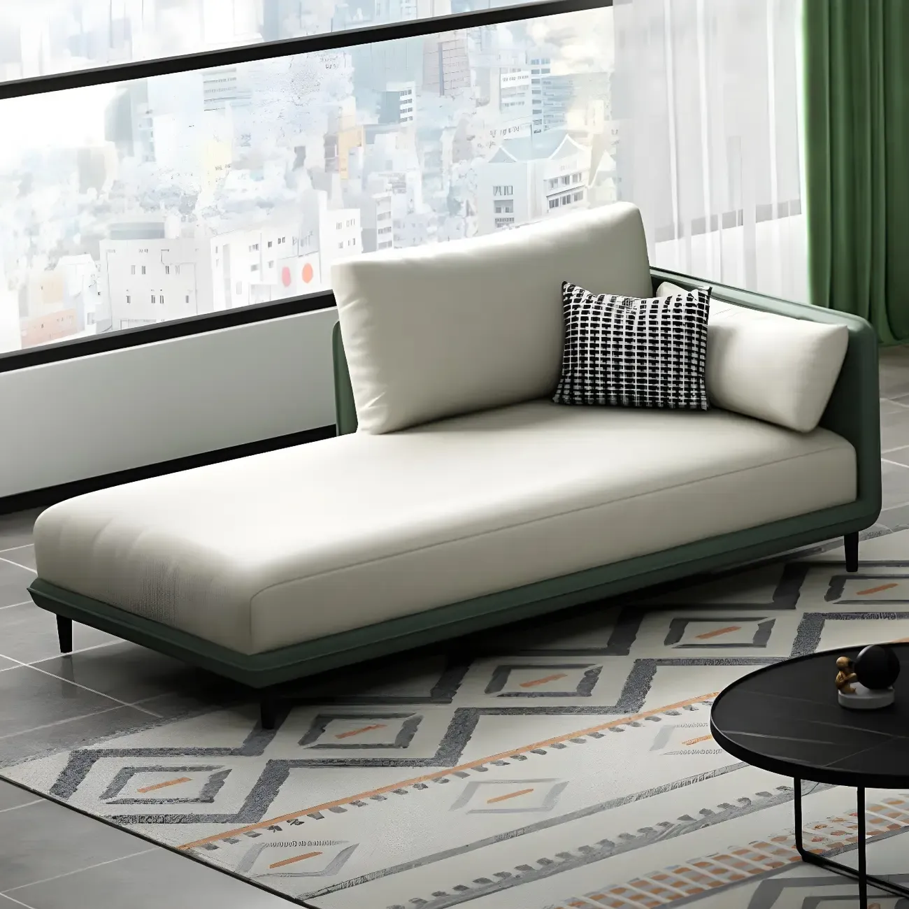 Stylish Faux Leather Chaise Lounge with Removable Cushions Image - 9