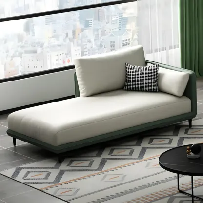 Stylish Faux Leather Chaise Lounge with Removable Cushions Image - 9