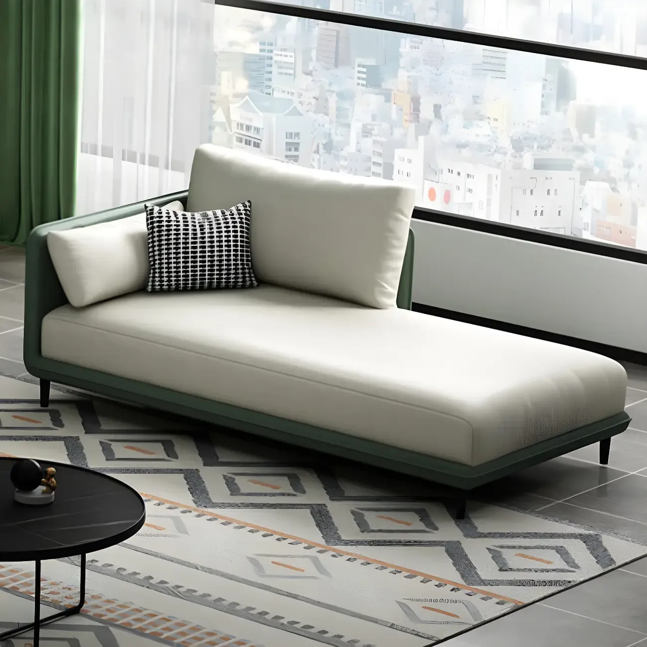Stylish Faux Leather Chaise Lounge with Removable Cushions Image - 12