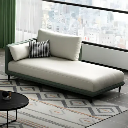 Stylish Faux Leather Chaise Lounge with Removable Cushions Image - 12