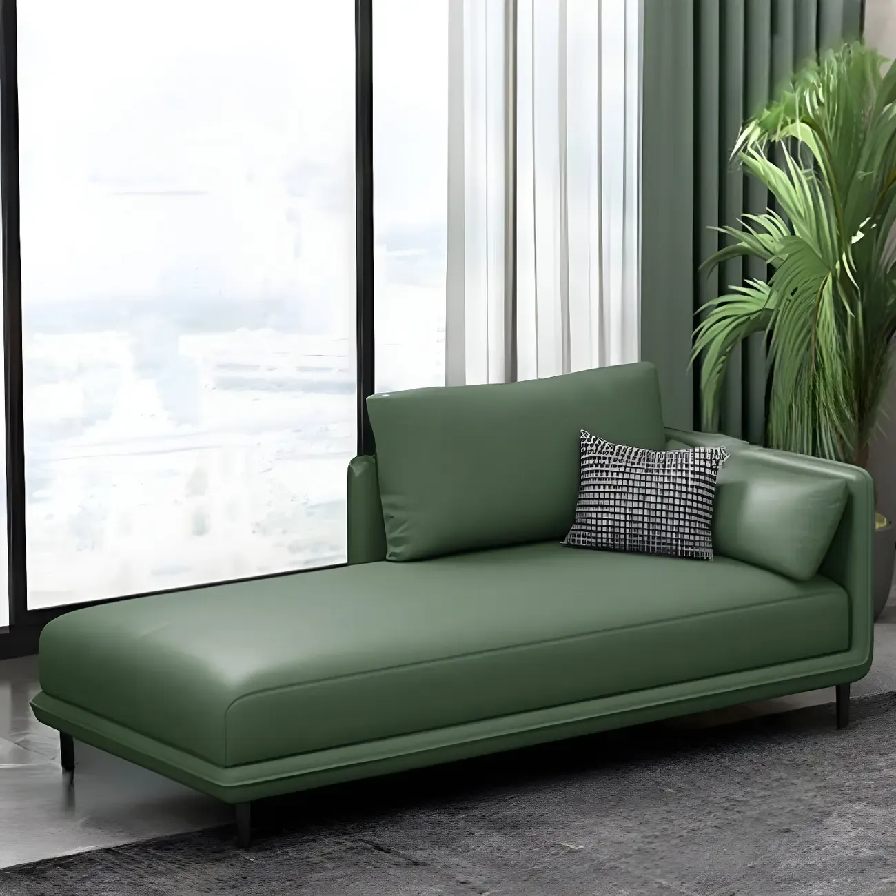 Stylish Faux Leather Chaise Lounge with Removable Cushions Image - 13