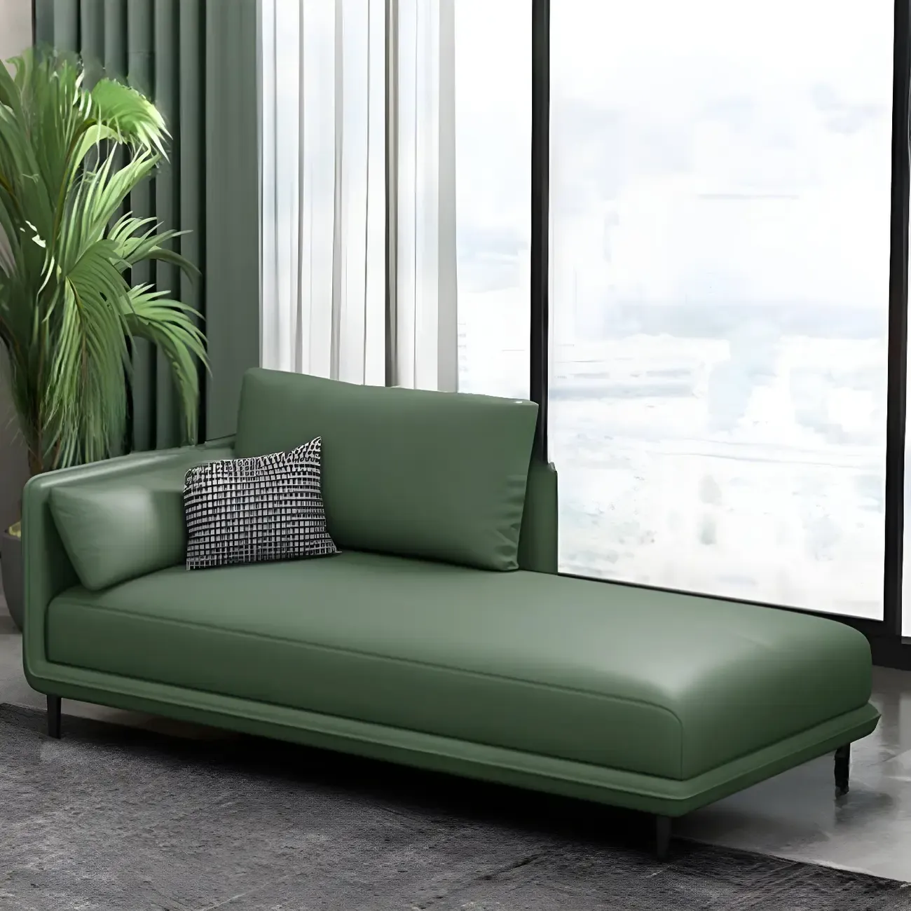 Stylish Faux Leather Chaise Lounge with Removable Cushions Image - 15