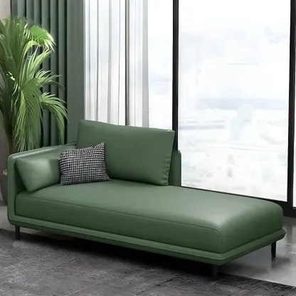 Stylish Faux Leather Chaise Lounge with Removable Cushions Image - 15