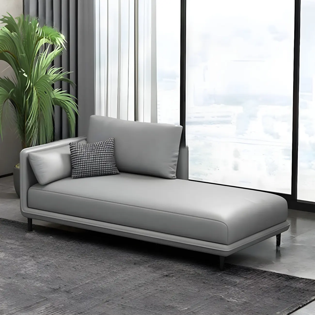 Stylish Faux Leather Chaise Lounge with Removable Cushions Image - 19 | homeyfad