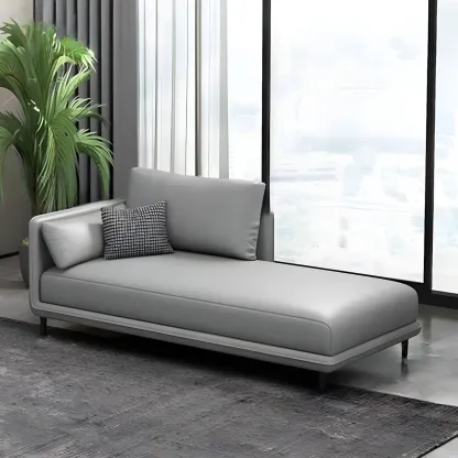 Stylish Faux Leather Chaise Lounge with Removable Cushions Image - 19