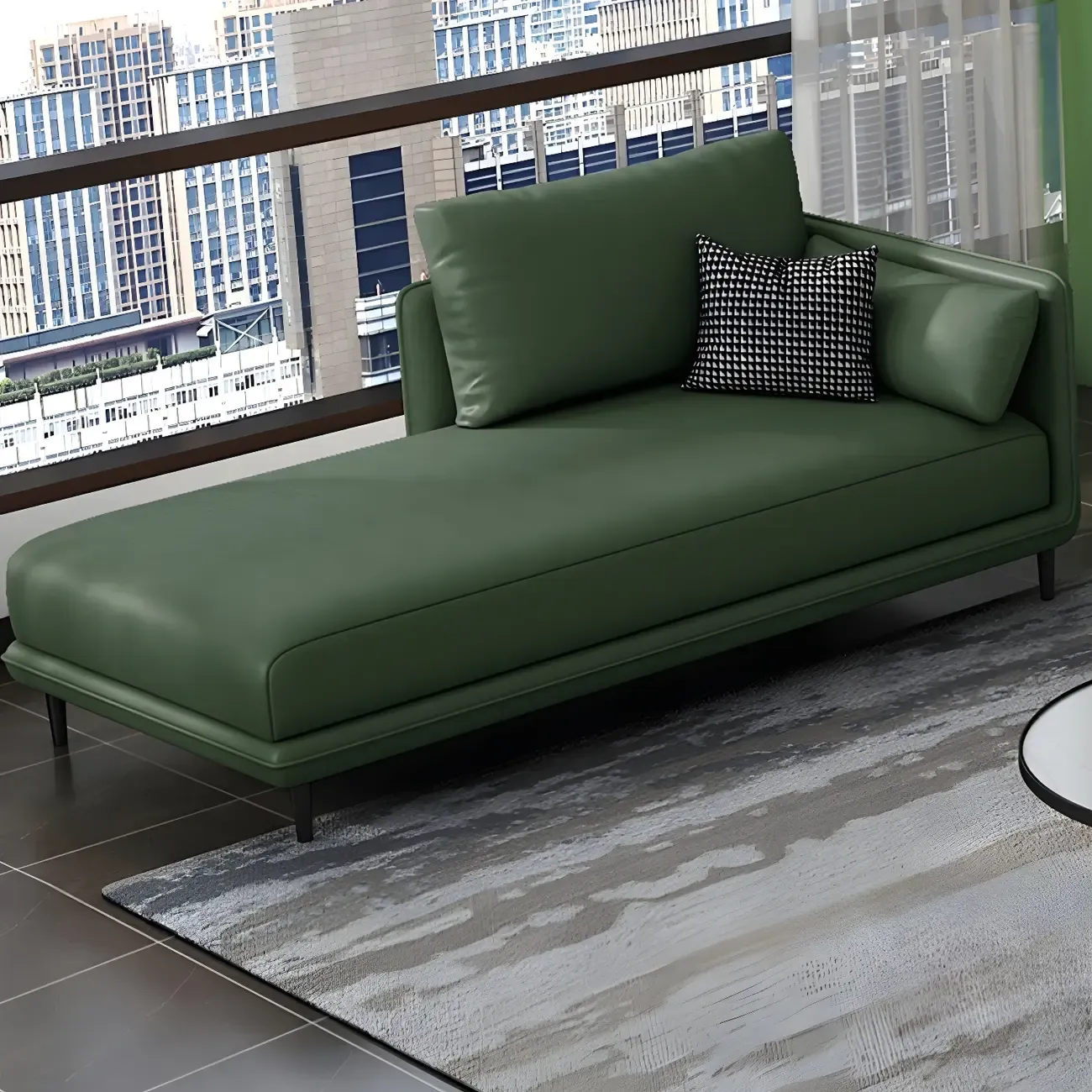 Stylish Faux Leather Chaise Lounge with Removable Cushions Image - 20
