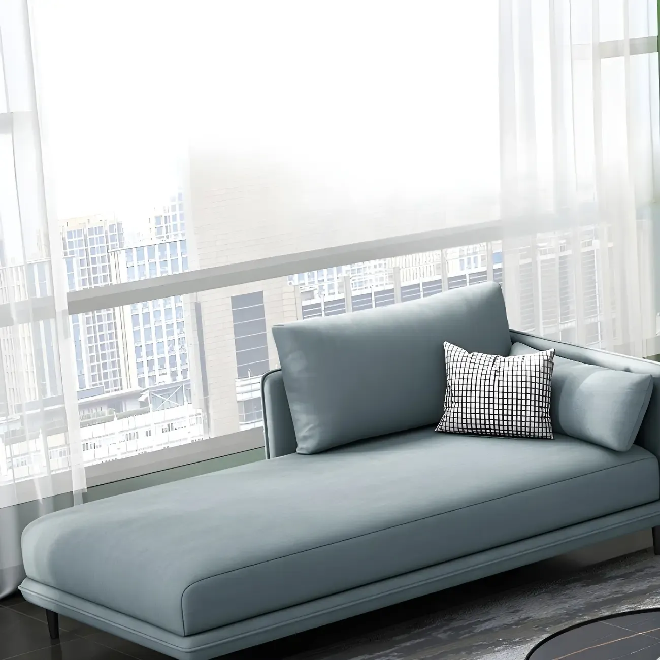 Stylish Faux Leather Chaise Lounge with Removable Cushions Image - 22