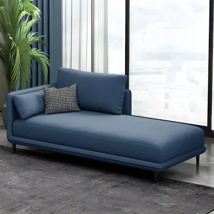 Stylish Faux Leather Chaise Lounge with Removable Cushions Image - 23