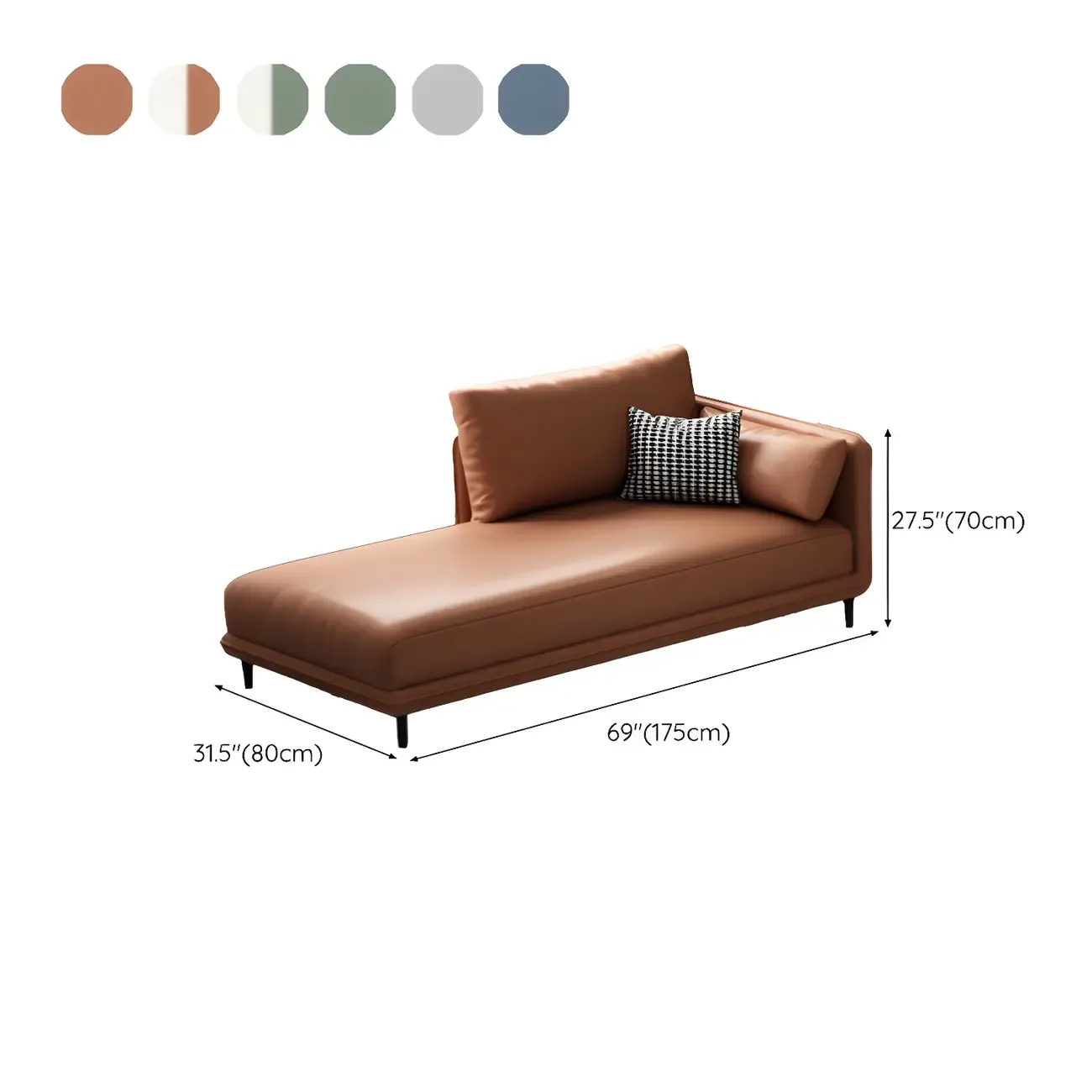 Stylish Faux Leather Chaise Lounge with Removable Cushions Image - 25