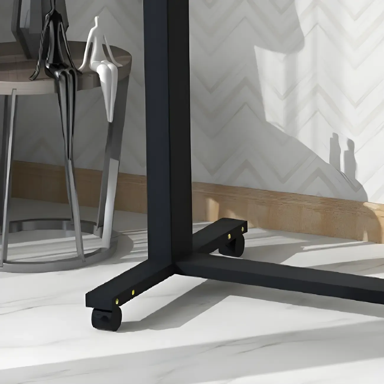 Durable Wooden Adjustable Standing Desk with Casters for Office Image - 3