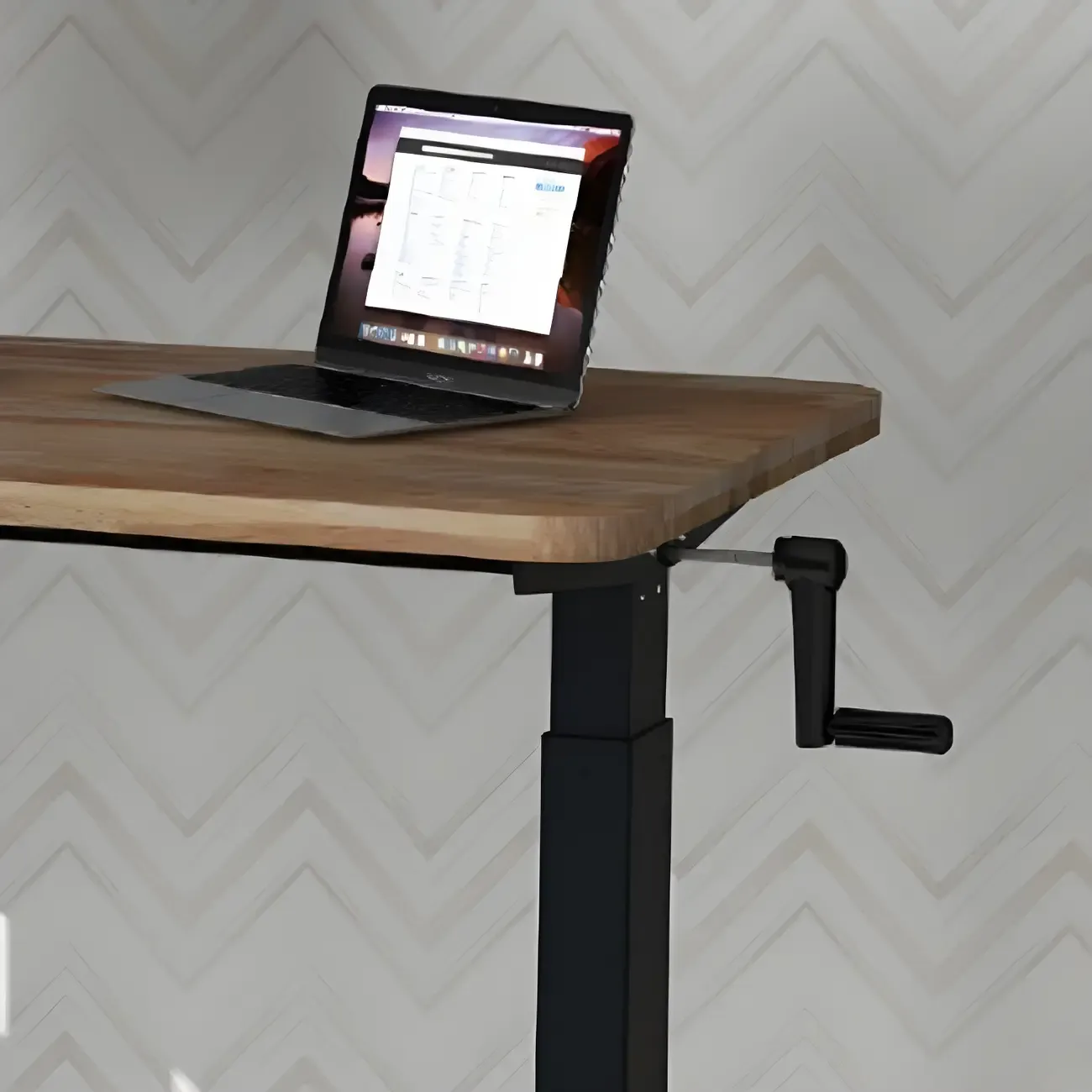 Durable Wooden Adjustable Standing Desk with Casters for Office Image - 2