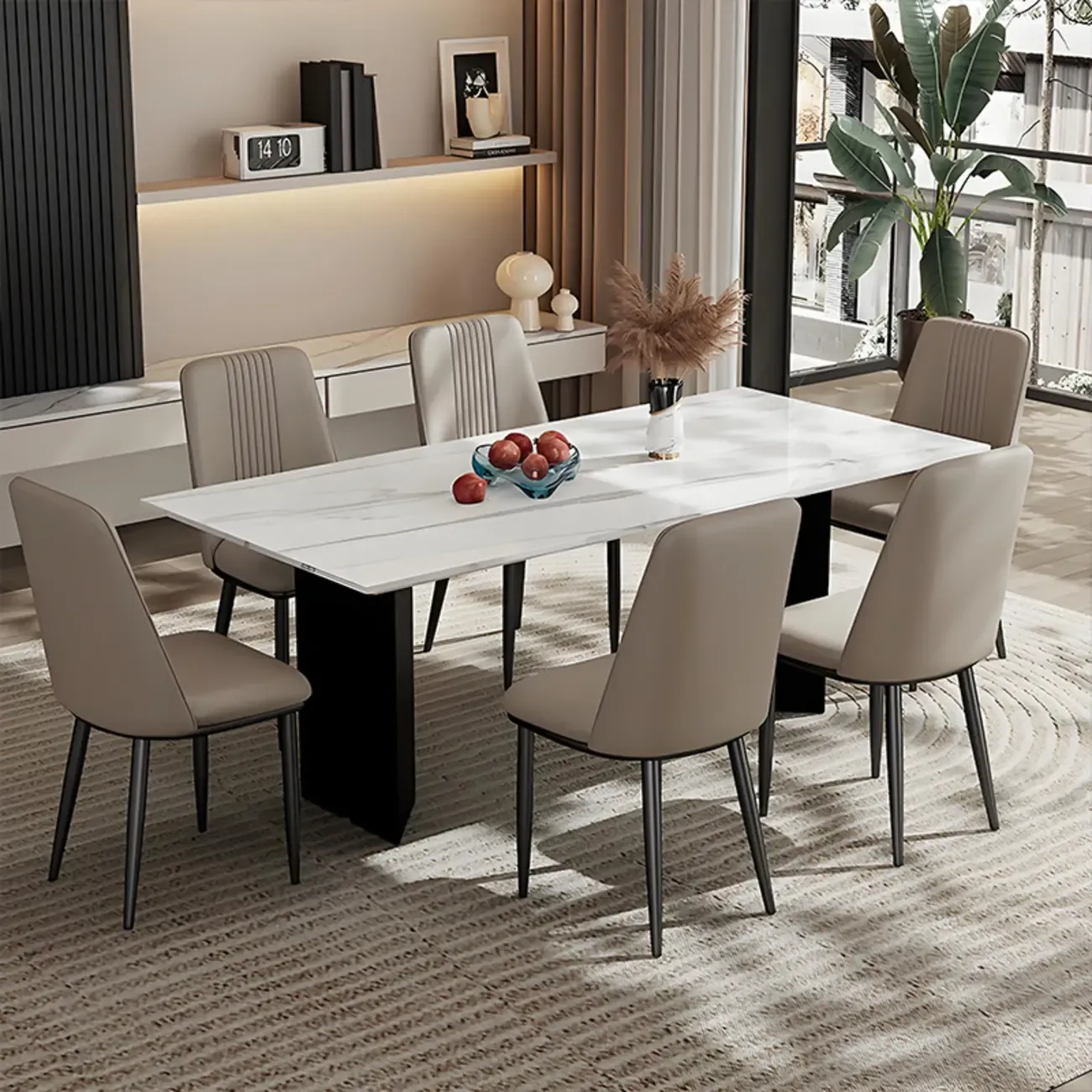 Modern Faux Leather Metal Frame Dining Chair Set of 2 Image - 2