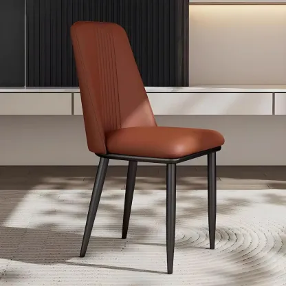 Modern Faux Leather Metal Frame Dining Chair Set of 2 Image - 7