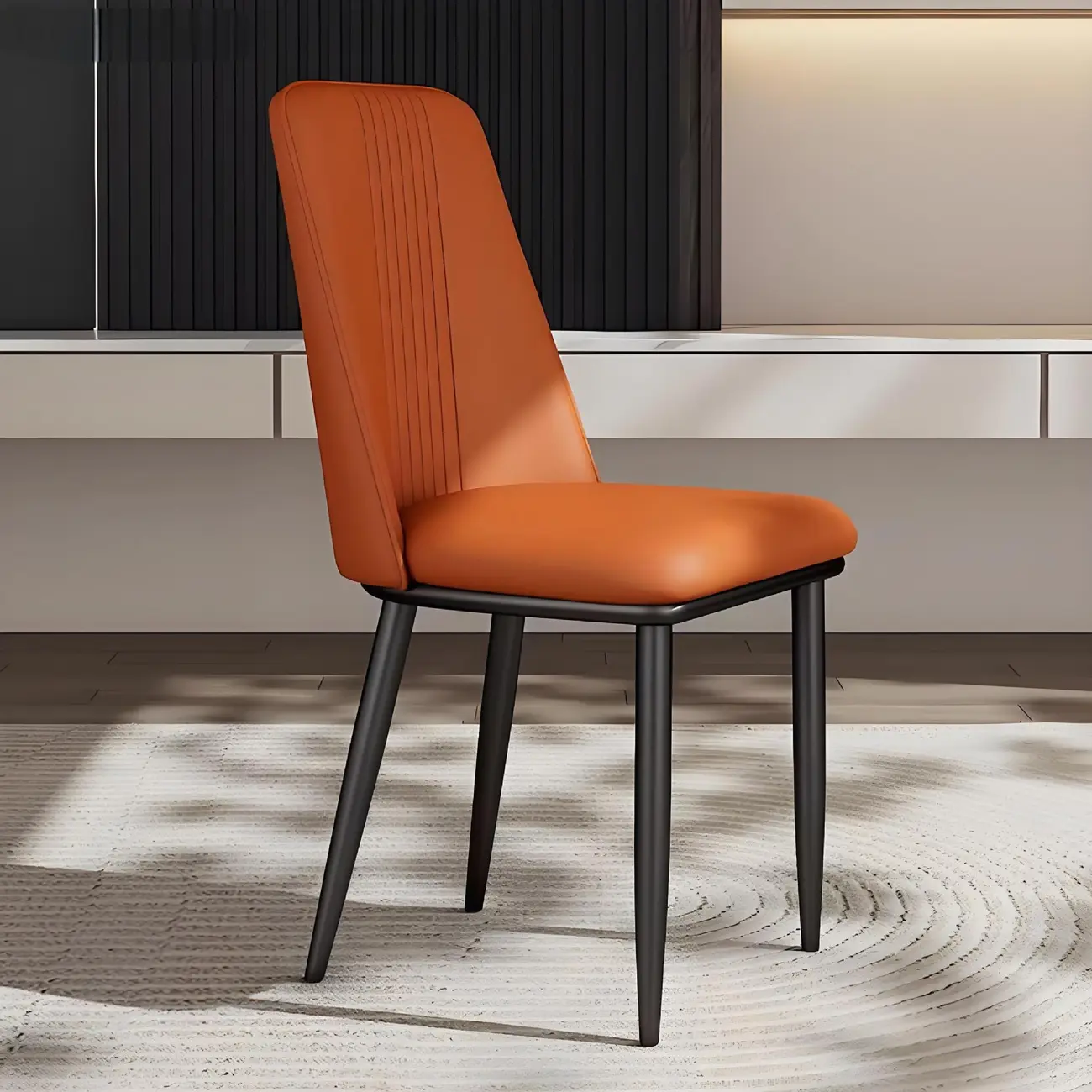 Modern Faux Leather Metal Frame Dining Chair Set of 2 Image - 6 | homeyfad