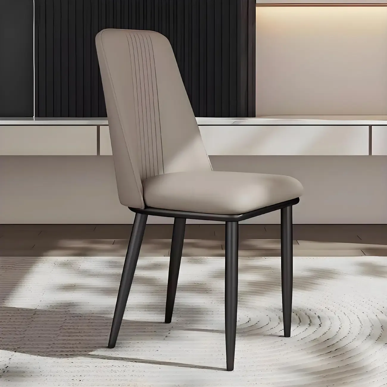 Modern Faux Leather Metal Frame Dining Chair Set of 2 Image - 5