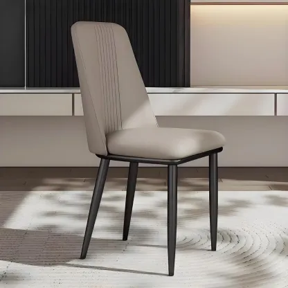 Modern Faux Leather Metal Frame Dining Chair Set of 2 Image - 5