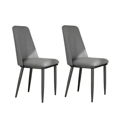 Modern Faux Leather Metal Frame Dining Chair Set of 2 Image - 9