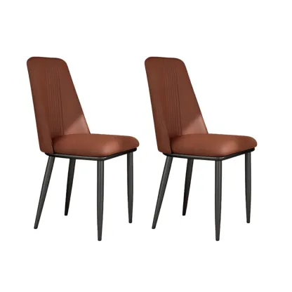 Modern Faux Leather Metal Frame Dining Chair Set of 2 Image - 10