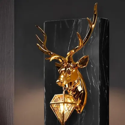 Modern Metal Glossy Deer Head Design Wall Sconce Image - 2