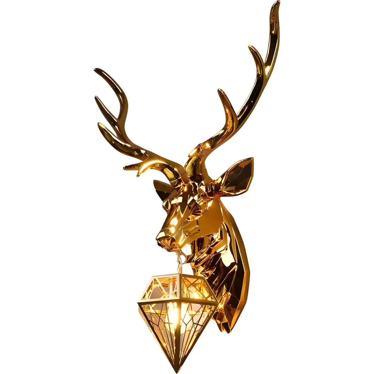Modern Metal Glossy Deer Head Design Wall Sconce Image - 5