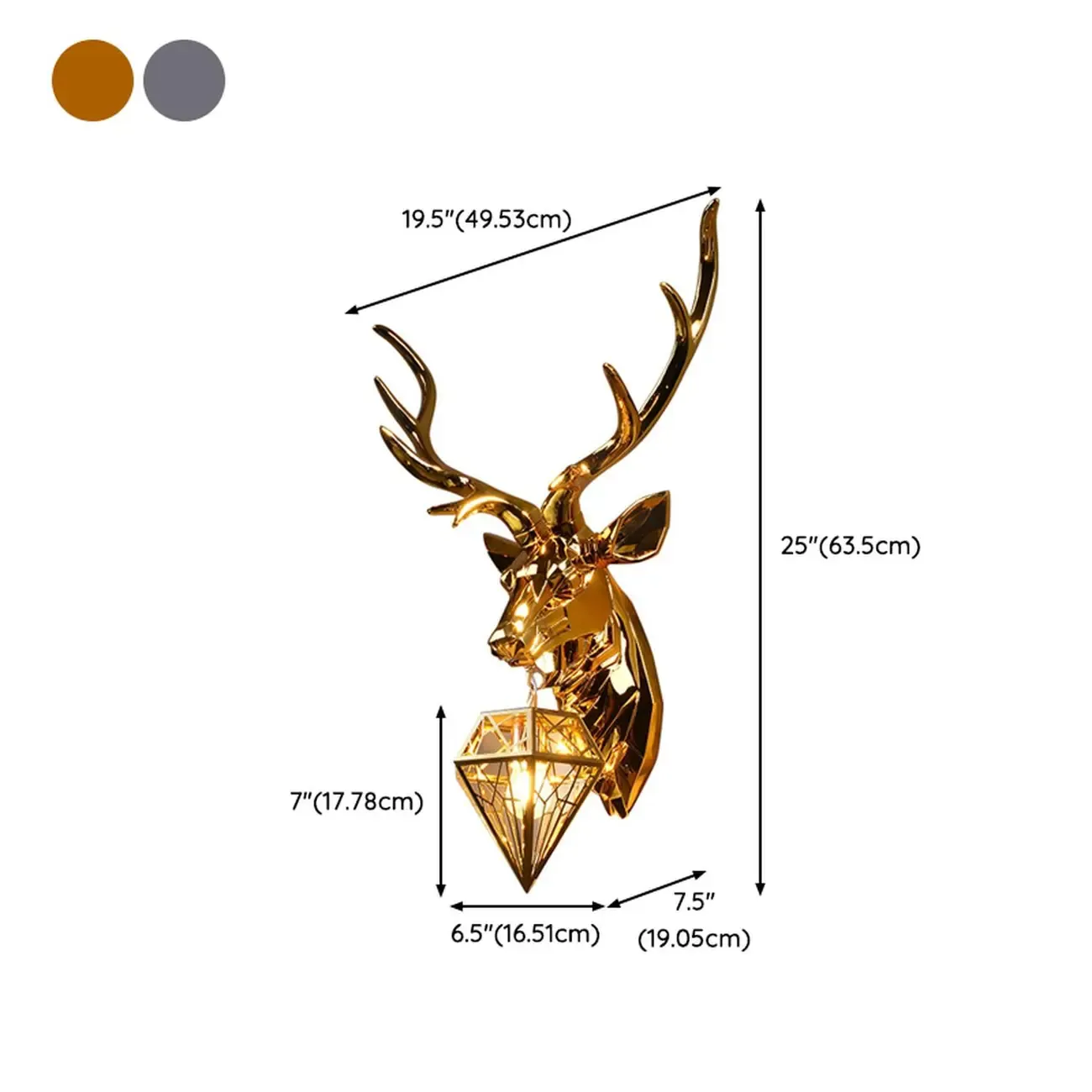 Modern Metal Glossy Deer Head Design Wall Sconce Image - 10