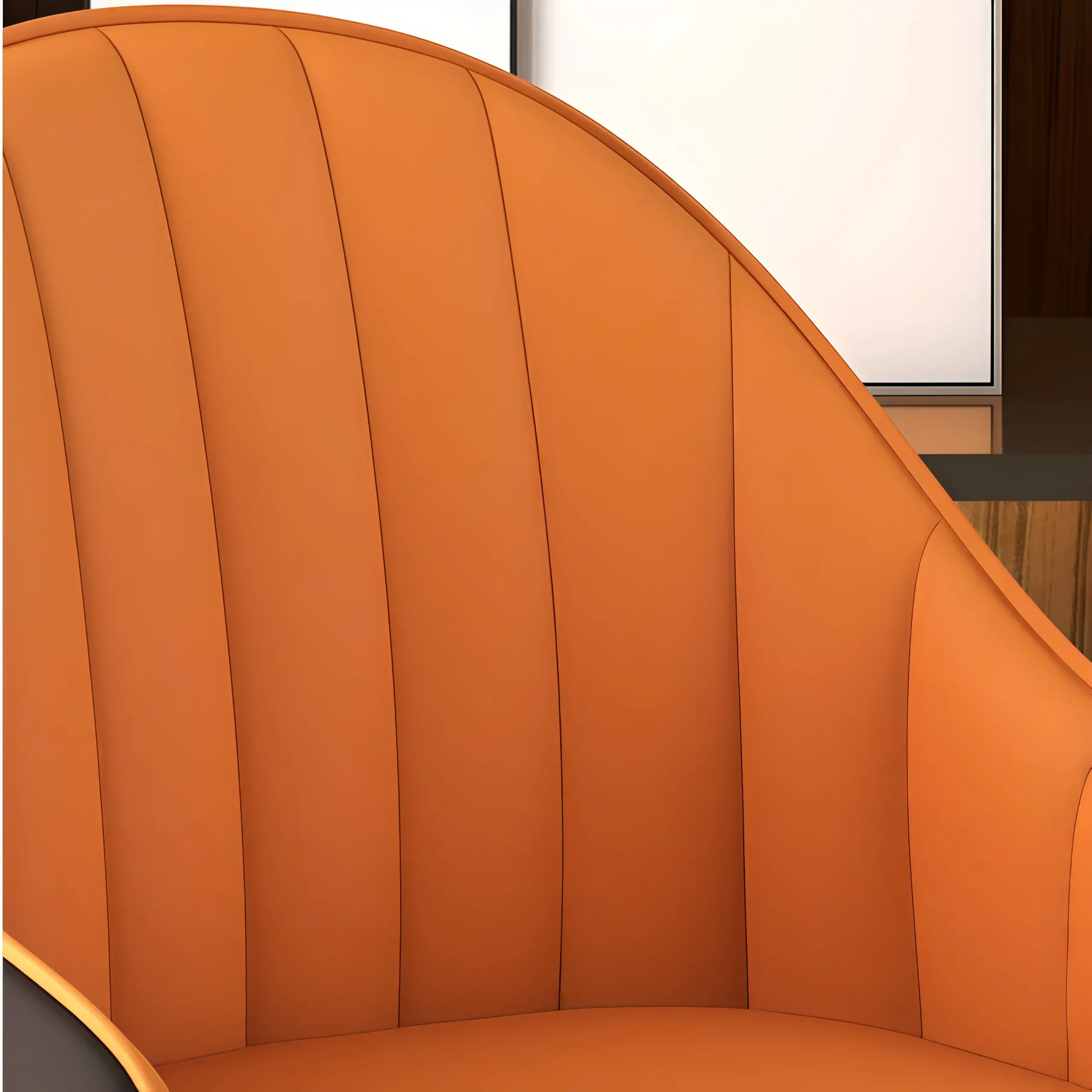 Art Deco Leather Swivel Bucket Cushioned Bar Stool Image - 10 | homeyfad