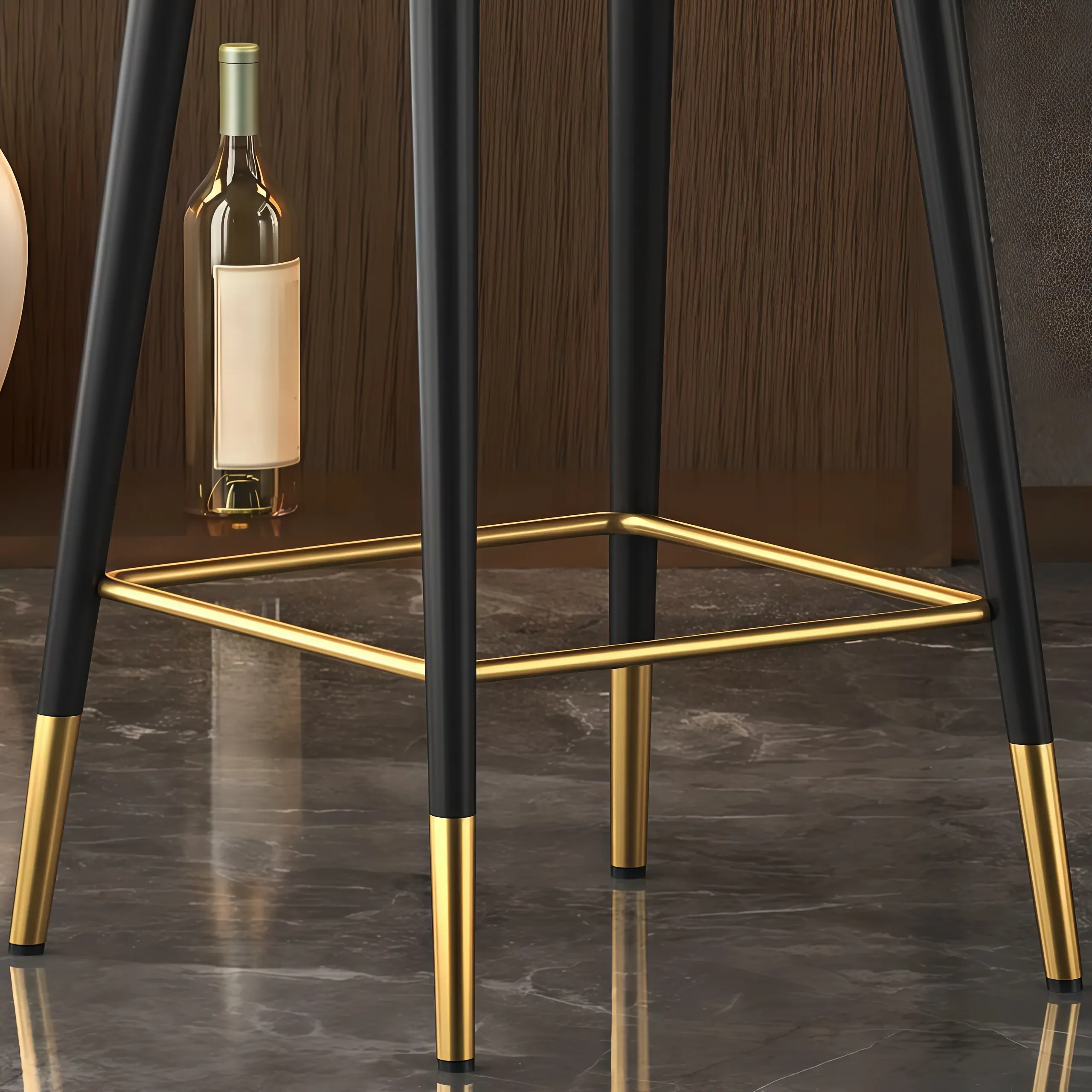 Art Deco Leather Bucket Cushioned Bar Stool Image - 16 | homeyfad