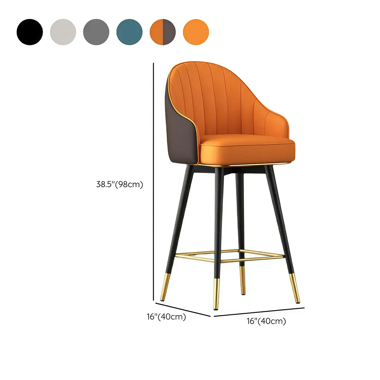 Art Deco Leather Swivel Bucket Cushioned Bar Stool Image - 11 | homeyfad