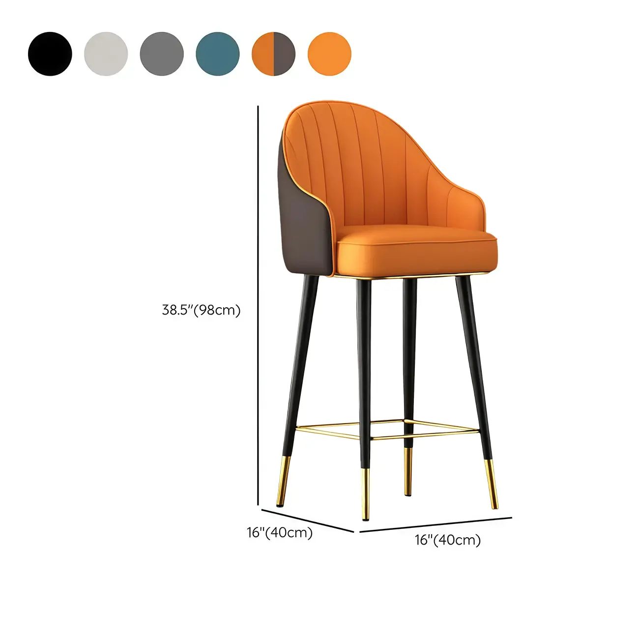 Art Deco Leather Bucket Cushioned Bar Stool Image - 9 | homeyfad