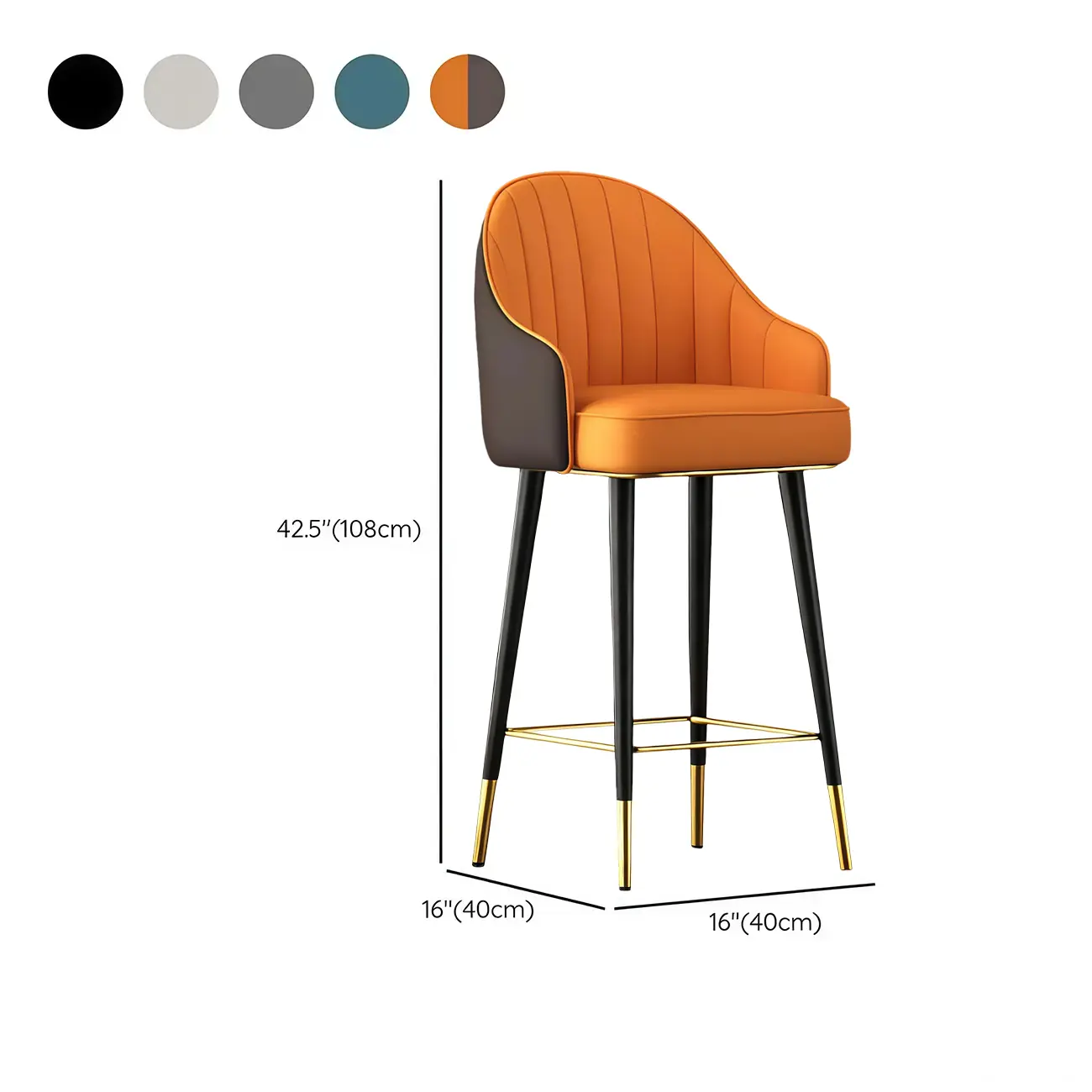 Art Deco Leather Bucket Cushioned Bar Stool Image - 10 | homeyfad