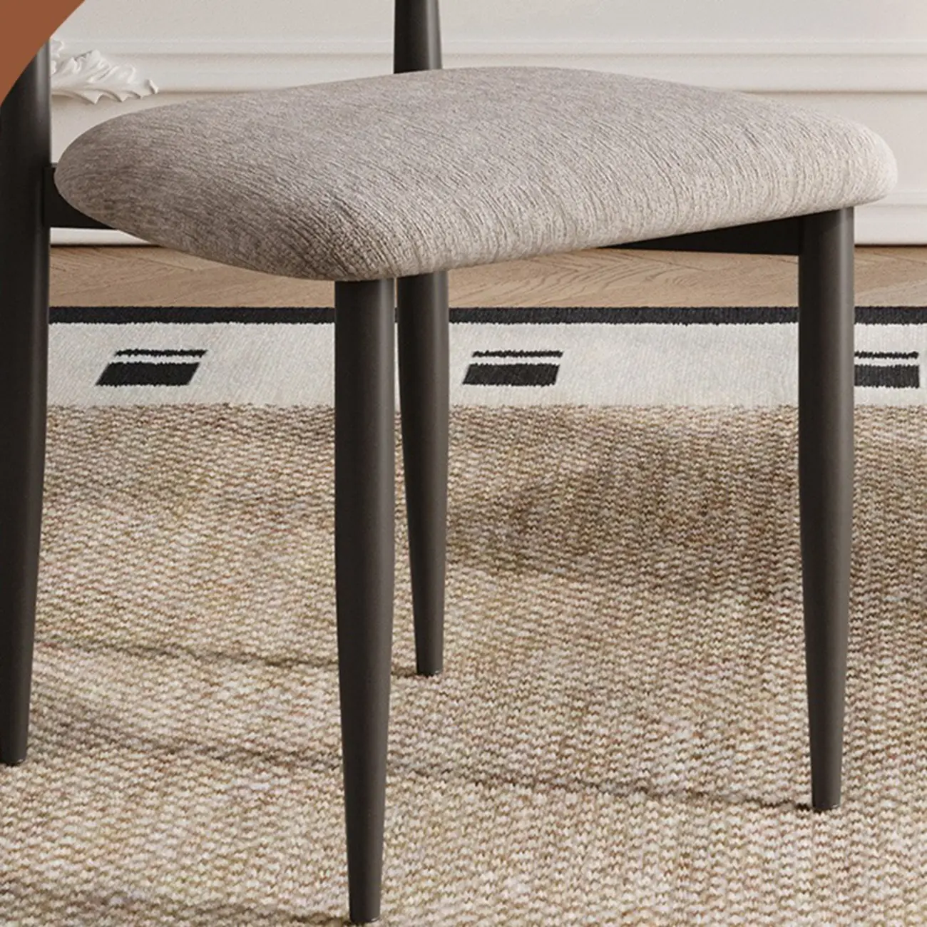 Vintage Chenille Low Back Armless Dining Chair Set of 2 Image - 4 | homeyfad