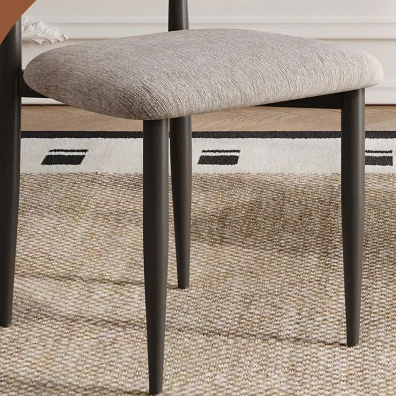 Vintage Chenille Low Back Armless Dining Chair Set of 2 Image - 4