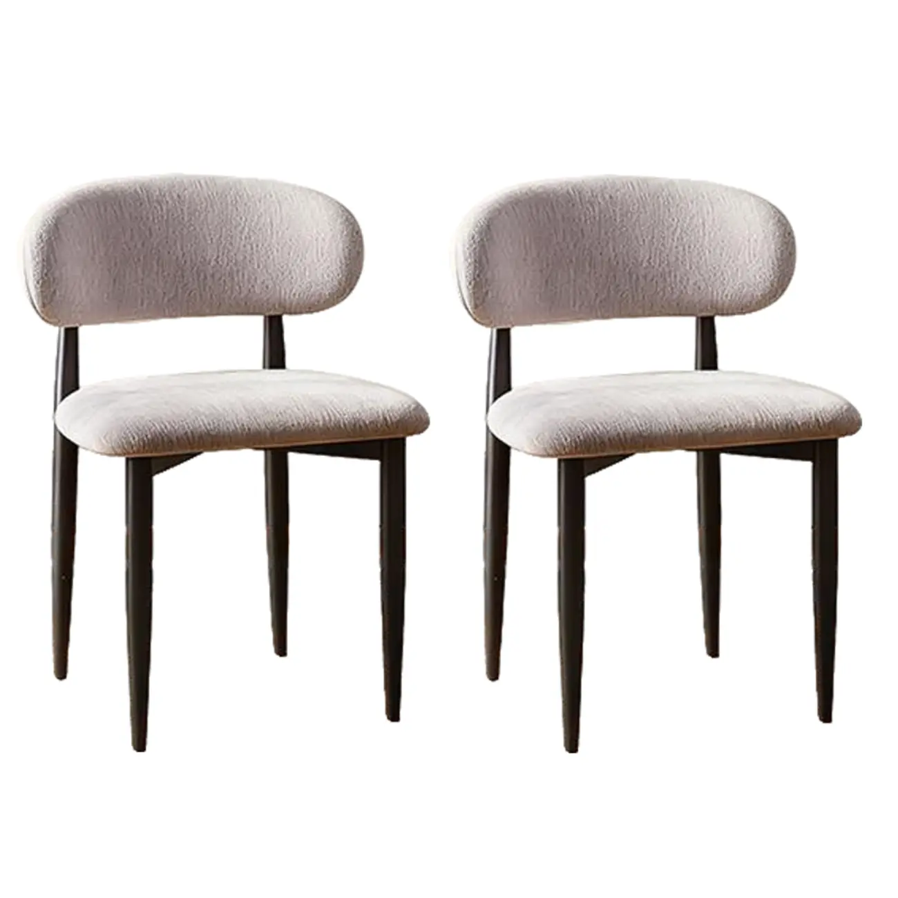 Vintage Chenille Low Back Armless Dining Chair Set of 2 Image - 6 | homeyfad