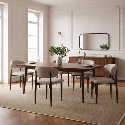 Vintage Chenille Low Back Armless Dining Chair Set of 2 Image - 2