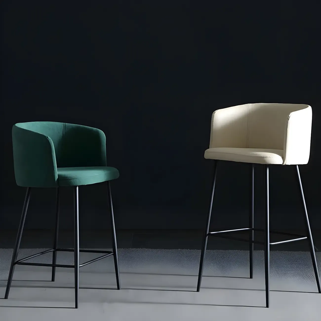 Bucket Faux Leather Wingback Counter Height Bar Stools Image - 3