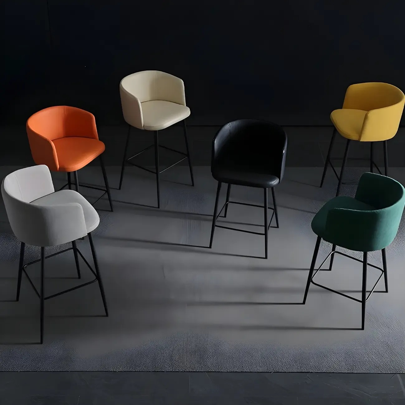 Bucket Faux Leather Wingback Counter Height Bar Stools Image - 4