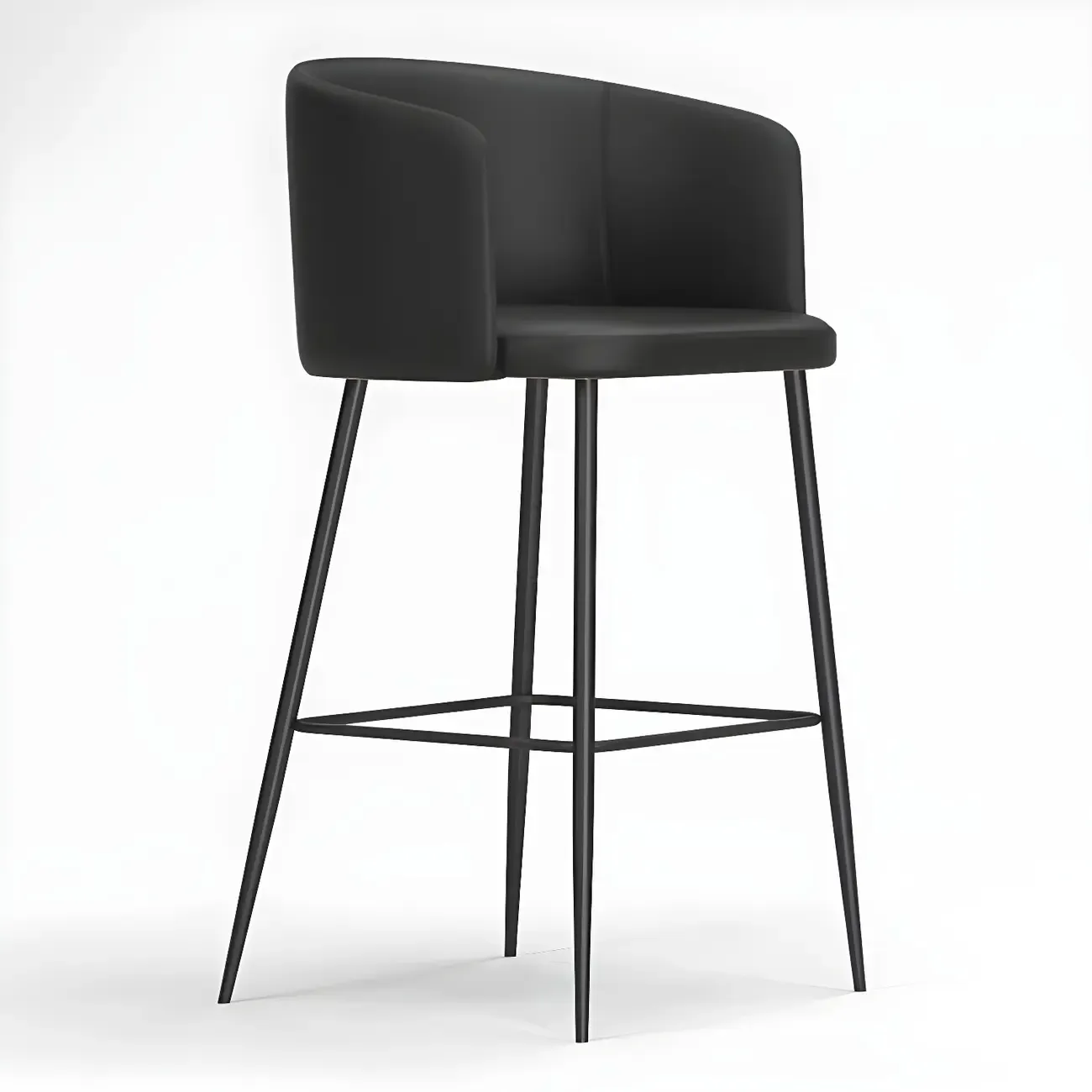 Bucket Faux Leather Wingback Counter Height Bar Stools Image - 18