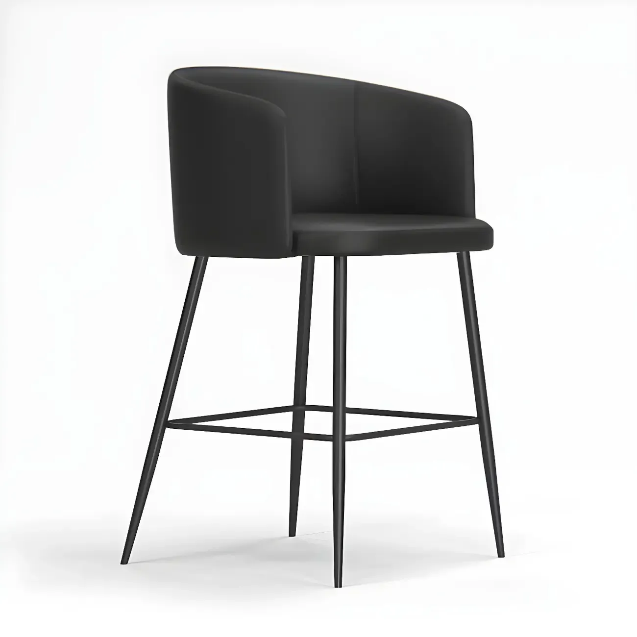 Bucket Faux Leather Wingback Counter Height Bar Stools Image - 27