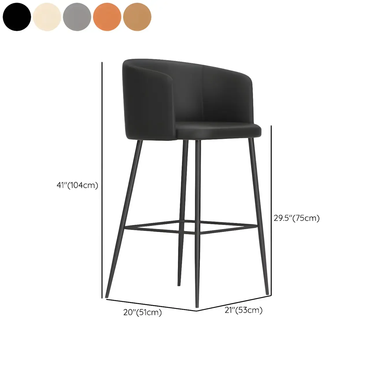 Bucket Faux Leather Wingback Counter Height Bar Stools #size