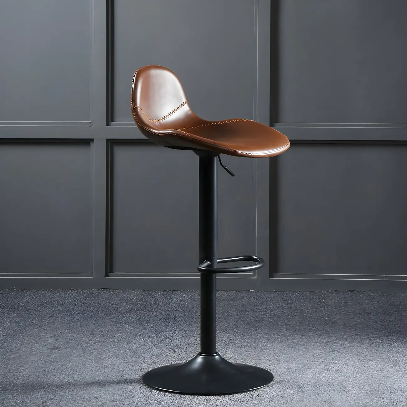 Traditional Leather Adjustable Bar Stools with Backrest for Home Image - 3 | homeyfad