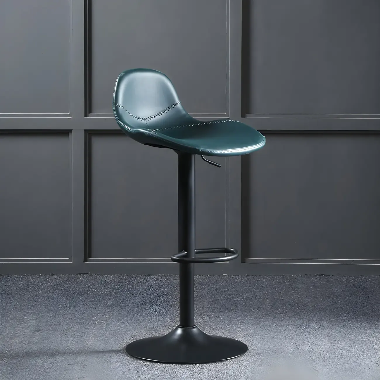 Traditional Leather Adjustable Bar Stools with Backrest for Home Image - 5