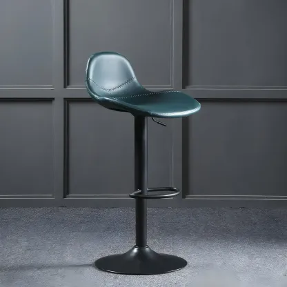 Traditional Leather Adjustable Bar Stools with Backrest for Home Image - 5