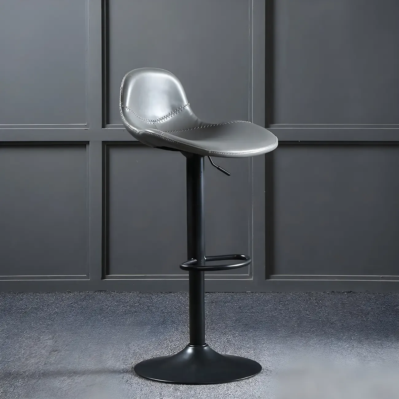 Traditional Leather Adjustable Bar Stools with Backrest for Home Image - 7