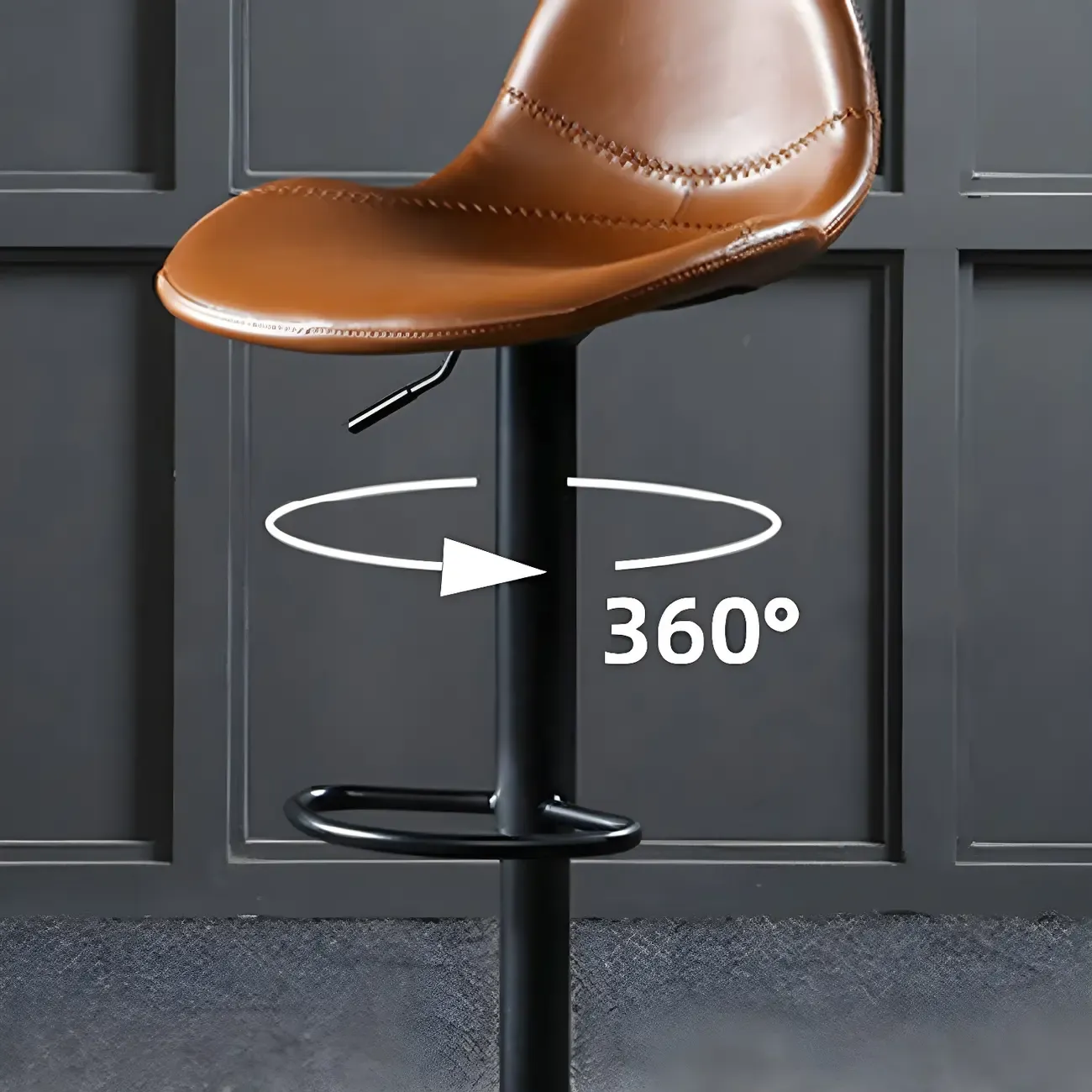 Traditional Leather Adjustable Bar Stools with Backrest for Home Image - 11