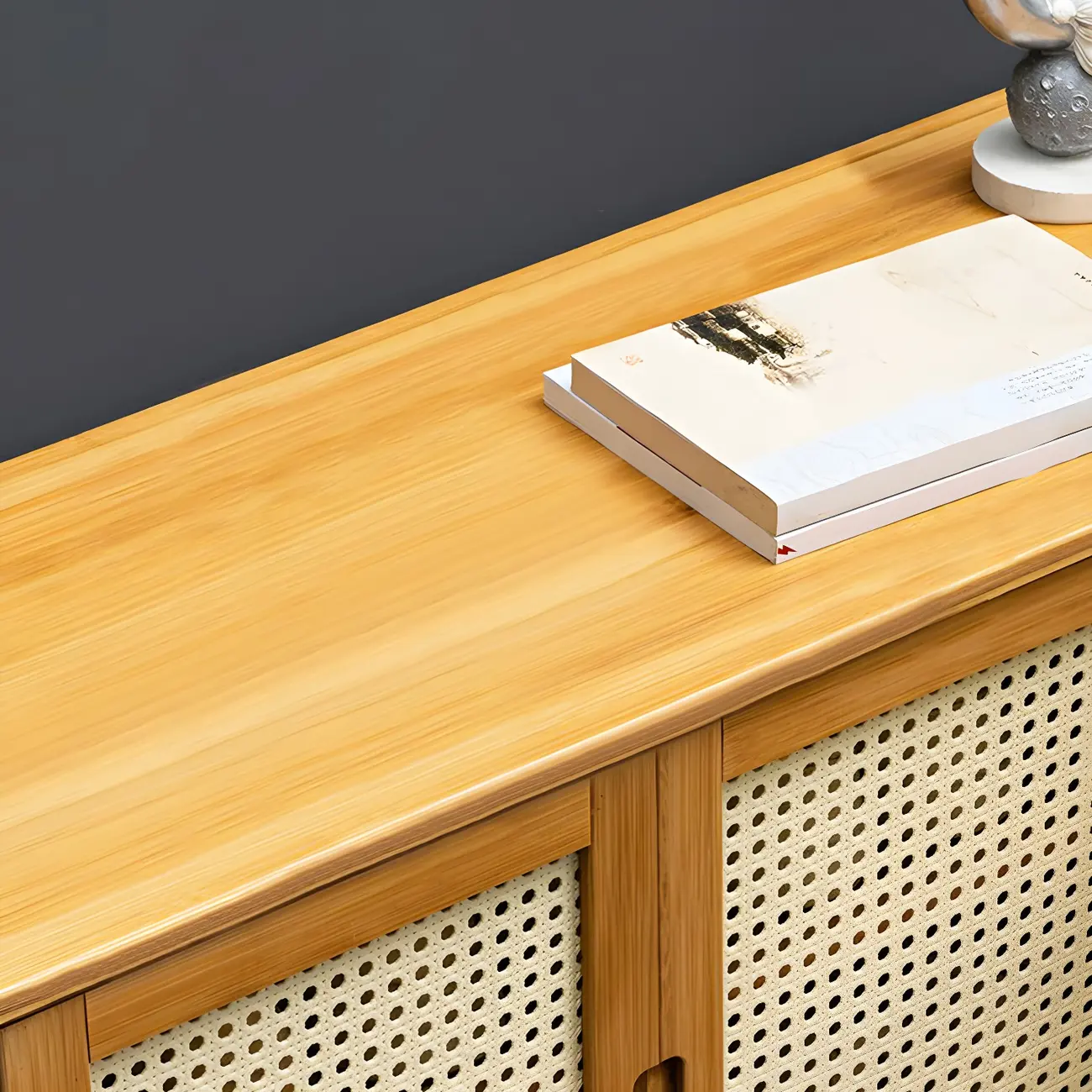 Entryway Bamboo Shoe Storage Cabinet with Rattan Doors Image - 9 | homeyfad