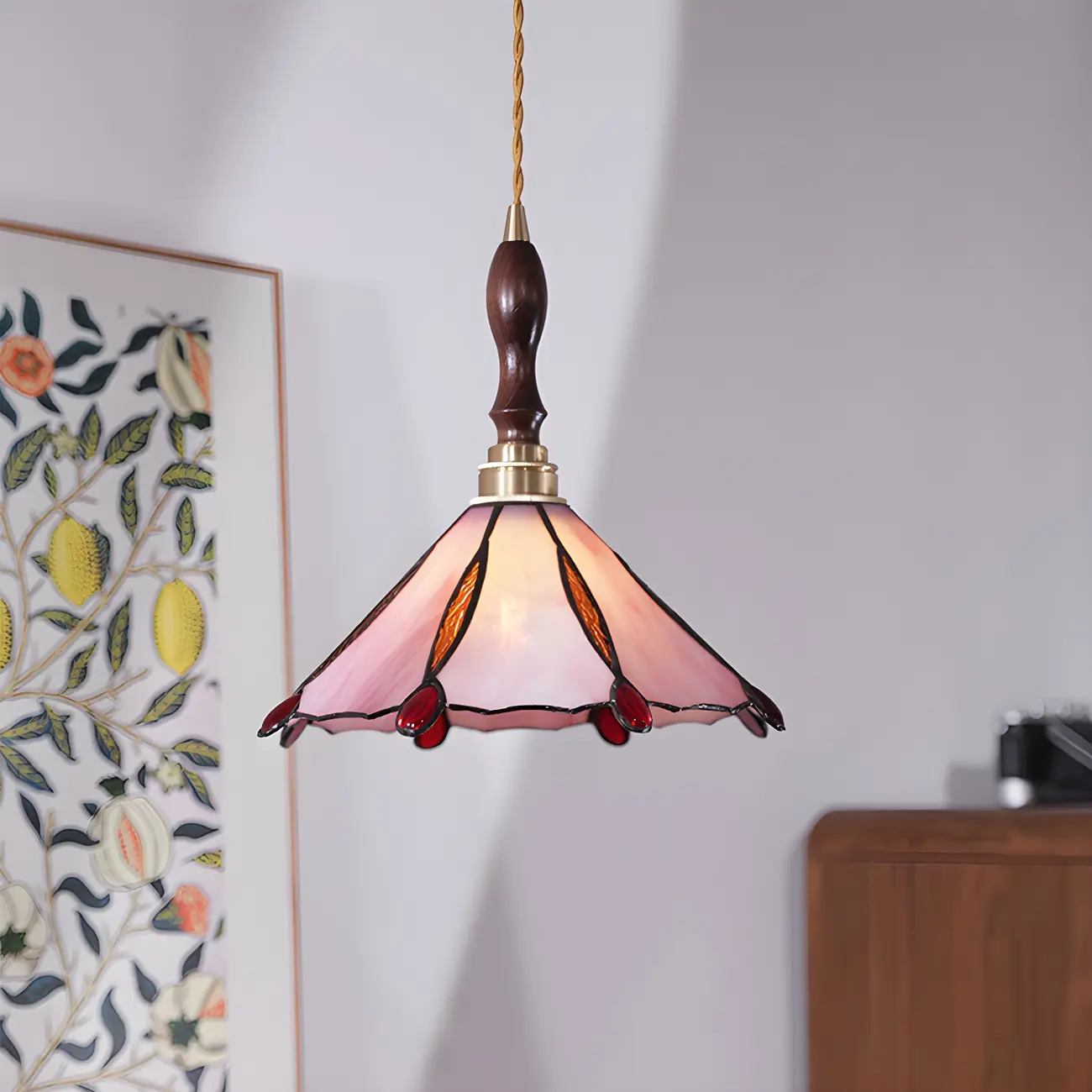Vintage Glass & Wood Pendant Hanging Light for Indoor Decor   Image - 1 | homeyfad