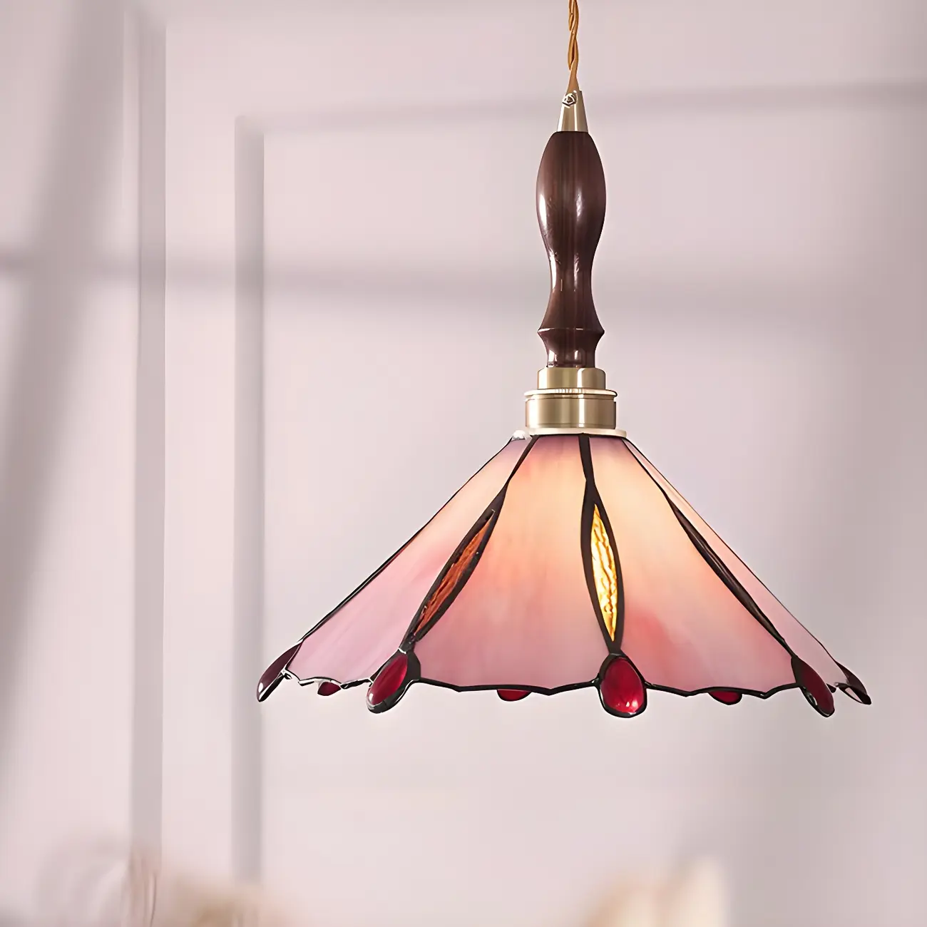 Vintage Glass & Wood Pendant Hanging Light for Indoor Decor   Image - 2 | homeyfad