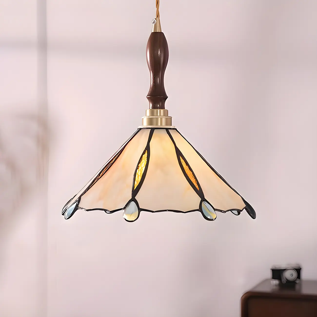 Vintage Glass & Wood Pendant Hanging Light for Indoor Decor   Image - 7 | homeyfad